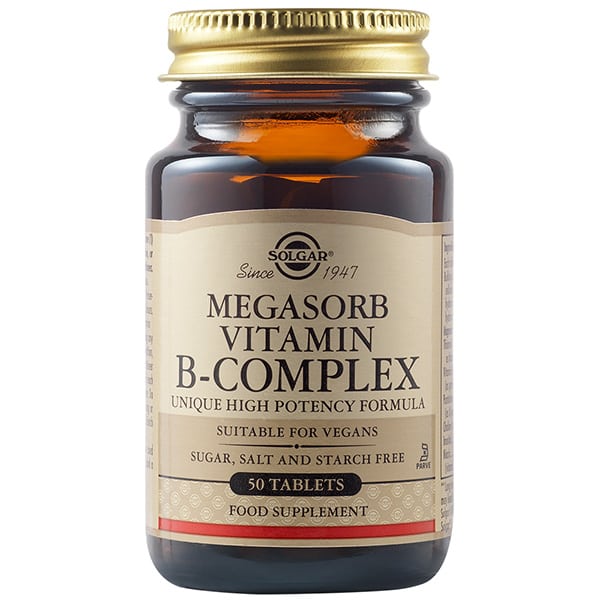 Solgar Megasorb Vitamin B-Complex 50 ταμπλέτες - Σύμπλεγμα βιταμινών Β
