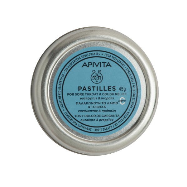 Apivita Pastilles 45gr - Χωρίς Ζάχαρη για τον Πονόλαιμο & τον Βήχα