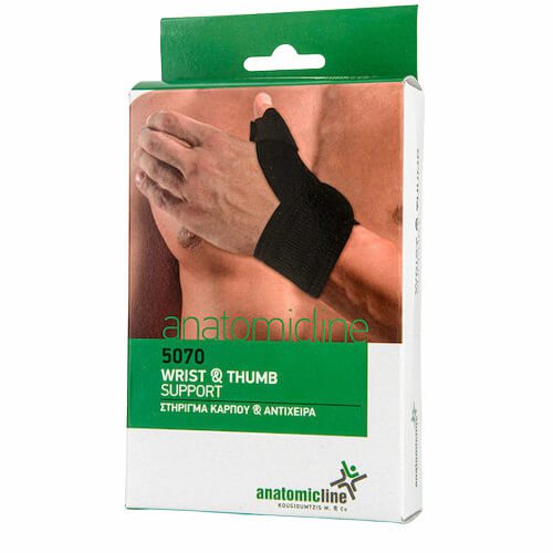 Anatomic Line 5070 Περικάρπιο με Αντίχειρα & Δέσιμο σε Μαύρο Χρώμα 5070