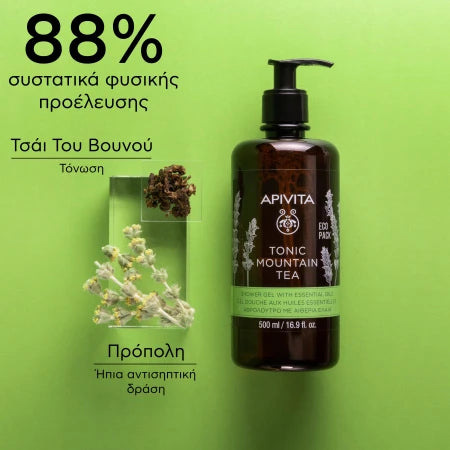 Apivita Tonic Mountain Tea Shower Gel - Τονωτικό Αφρόλουτρο με Τσάι Βουνού
