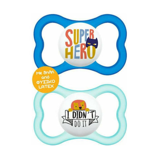 MΑΜ Ορθοδοντικές Πιπίλες Latex για 6-16 μηνών Air με Θήκη Μπλε - Γαλάζιο 2τμχ