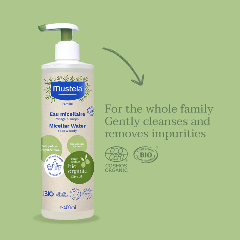 Mustela Bio Organic Micellar Water 400ml - Νερό Καθαρισμού με Βιολογικό Ελαιόλαδο