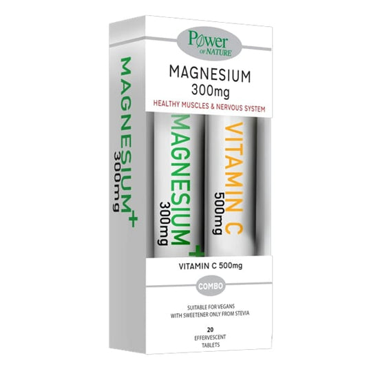 Power Of Nature Magnesium 300mg & Vitamin C 500mg with Stevia 20 + 20 Eff