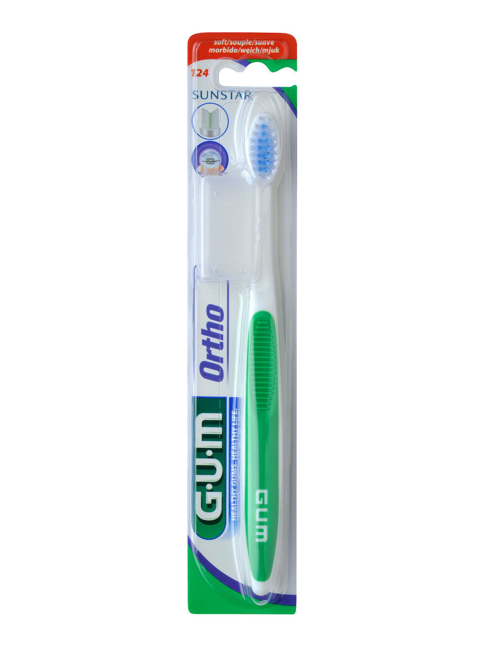 Gum 124 Ortho Soft Οδοντόβουρτσα με Θήκη Προστασίας