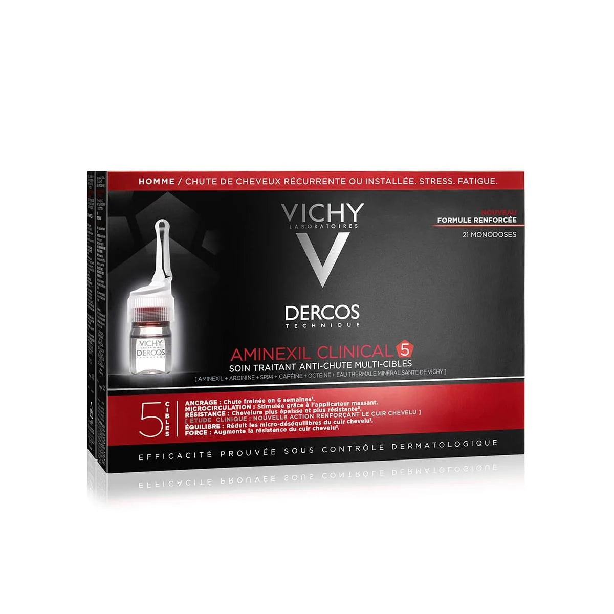 Dercos Aminexil Clinical 5 Homme - Ανδρική Τριχόπτωση, 21 αμπούλες x 6ml