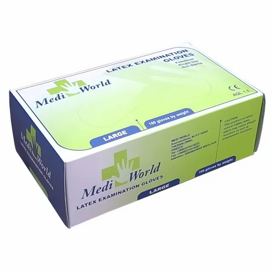 Medi World Poweder Free Latex Disposable Gloves 100 - Χωρίς Πούδρα, μη Αποστειρωμένα