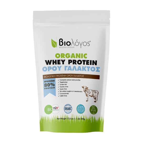 Βιολόγος Organic Whey Protein 80% - Πρωτεΐνη Ορού Γάλακτος 500gr