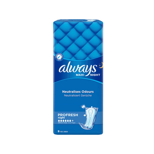 Always Maxi Night ProFresh Σερβιέτες Νυκτός για Αυξημένη Ροή 6 Σταγόνες 9τμχ