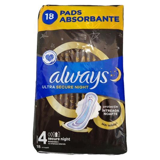 Always Ultra Secure Night with Wings (Size 4) Σερβιέτες με Φτερά 18 Τμχ