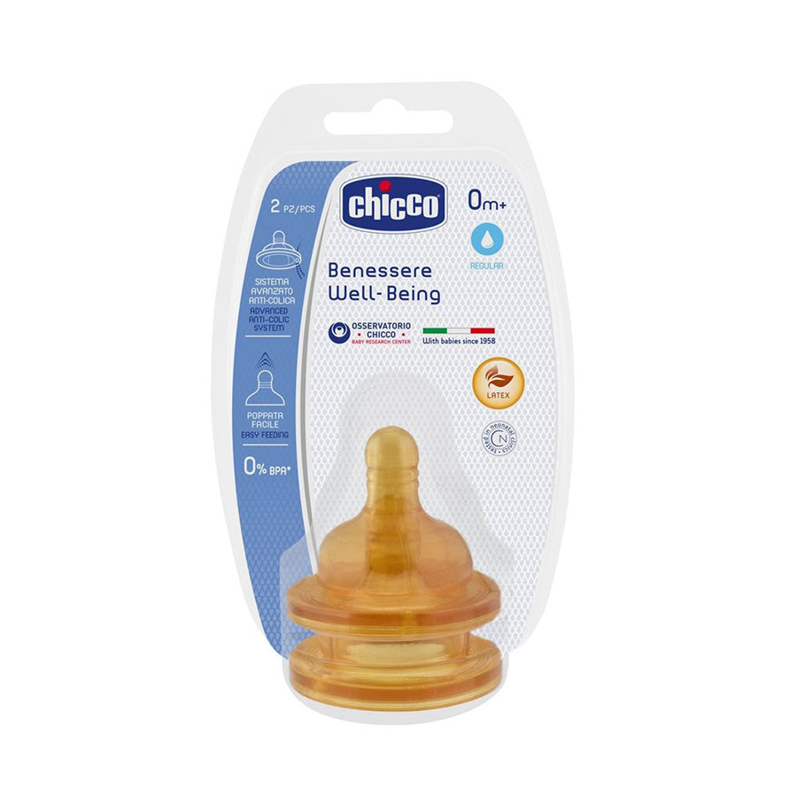 Chicco Well Being Θηλές από Καουτσούκ Κανονικής Ροής για 0+ μηνών 2τμχ