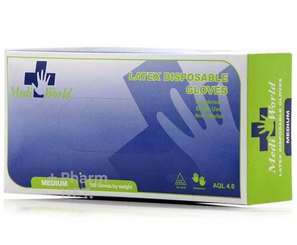 Medi World Poweder Free Latex Disposable Gloves 100 - Χωρίς Πούδρα, μη Αποστειρωμένα