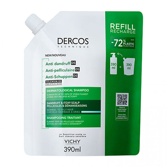 Dercos Shampoo Anti Dandruff DS Normal to Oily Hair Refill 390ml