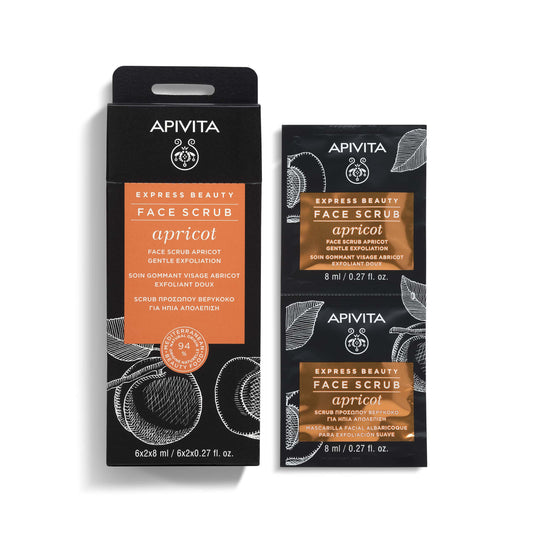 Apivita Express Beauty Scrub Προσώπου Απαλή Απολέπιση Βερίκοκο 2x8ml