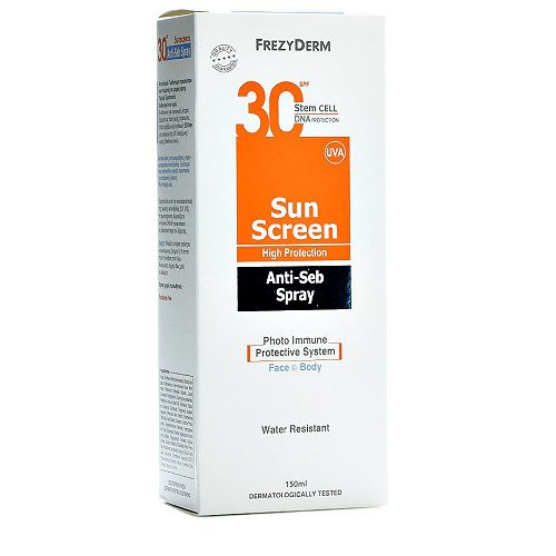 Frezyderm Sun Screen Anti Seb Αντηλιακό Spray Προσώπου SPF30 150ml