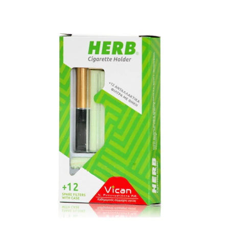 Herb Cigarette Holder & 12 φιλτράκια & θήκη - μαύρο