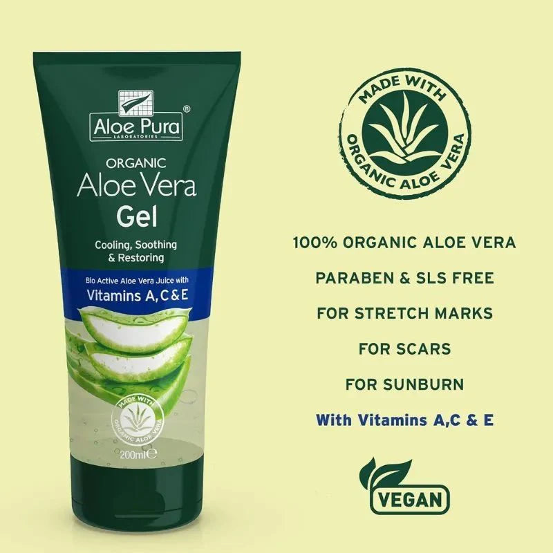 Optima Organic Aloe Vera Gel with Vitamin A,C & E 200ml