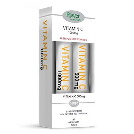 Power Health Vitamin C 1000mg &amp; 500mg 20 + 20 Αναβράζοντα Δισκία