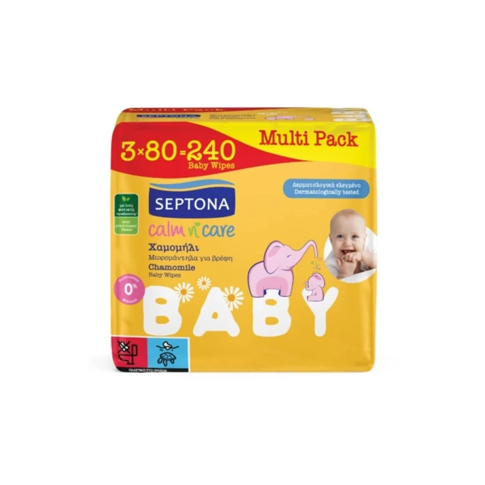 Septona Calm N' Care Χαμομήλι (2+1 Δώρο) 240 τμχ