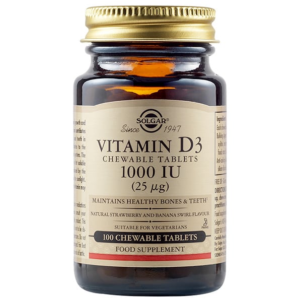 Solgar Vitamin D3  D3 (Cholecalciferol) (25μg) 1000iu Chewable 100 Tabs
